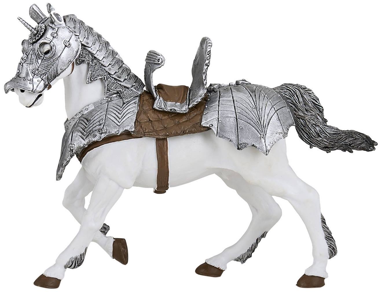 Figurine Cheval En Armure Gris