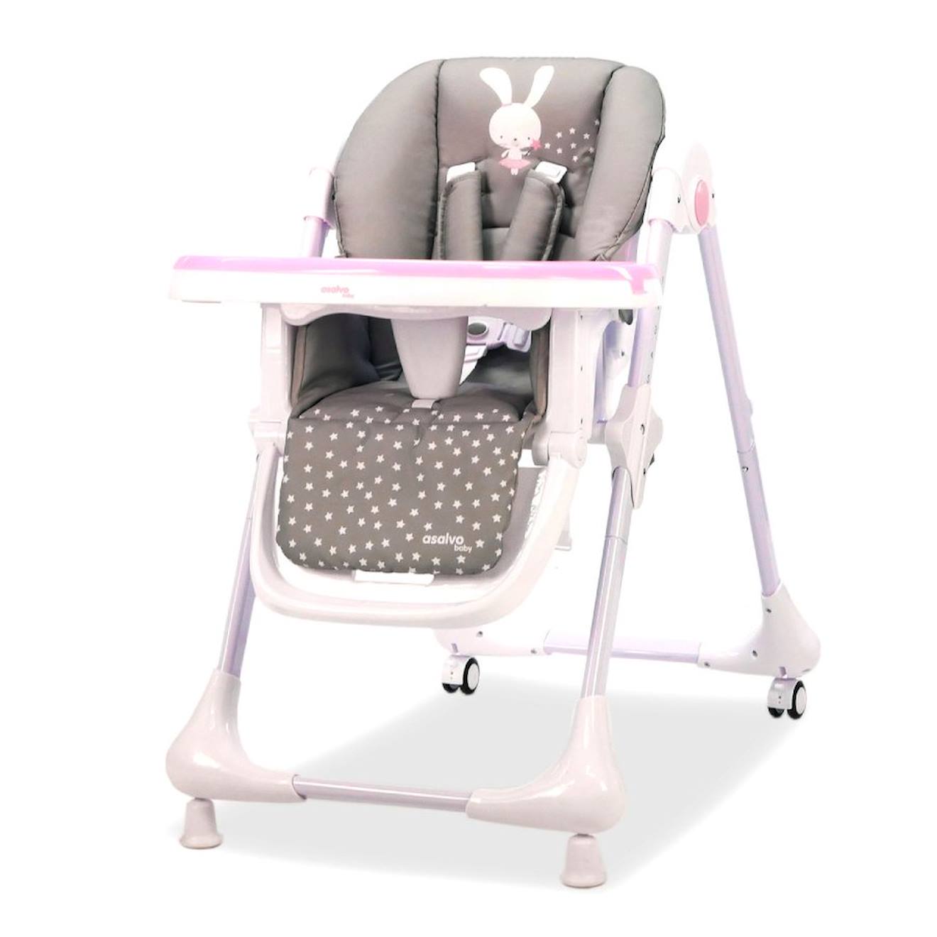 Chaise Haute Avec Roues Lapin Rose