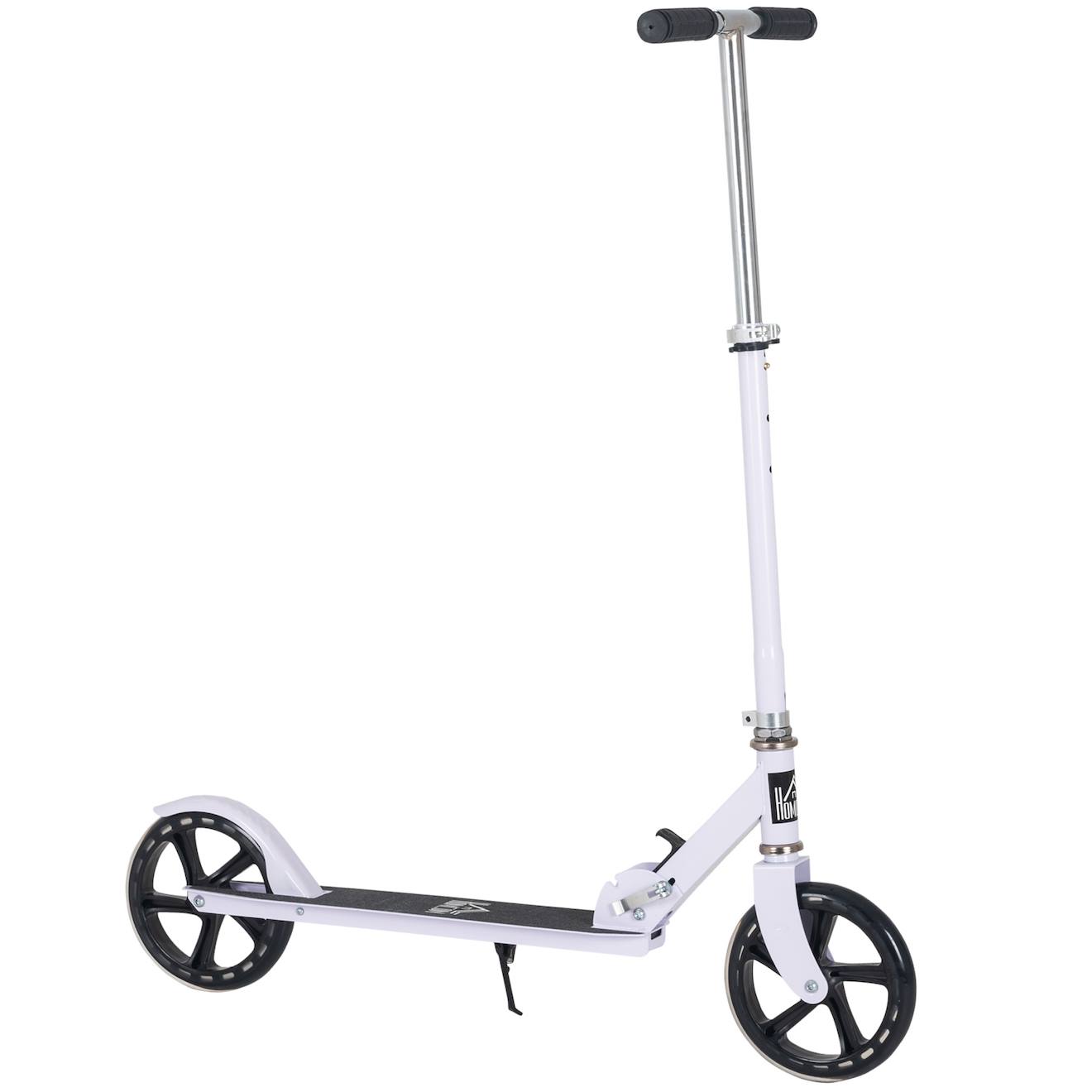 Trottinette Patinette Pliable Enfant - Hauteur Guidon Réglable - Système De Freinage Arrière - Acier Blanc