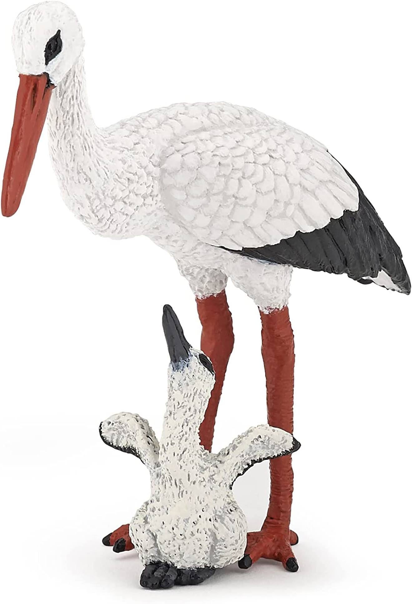 Figurine Cigogne Et Son Bébé Noir