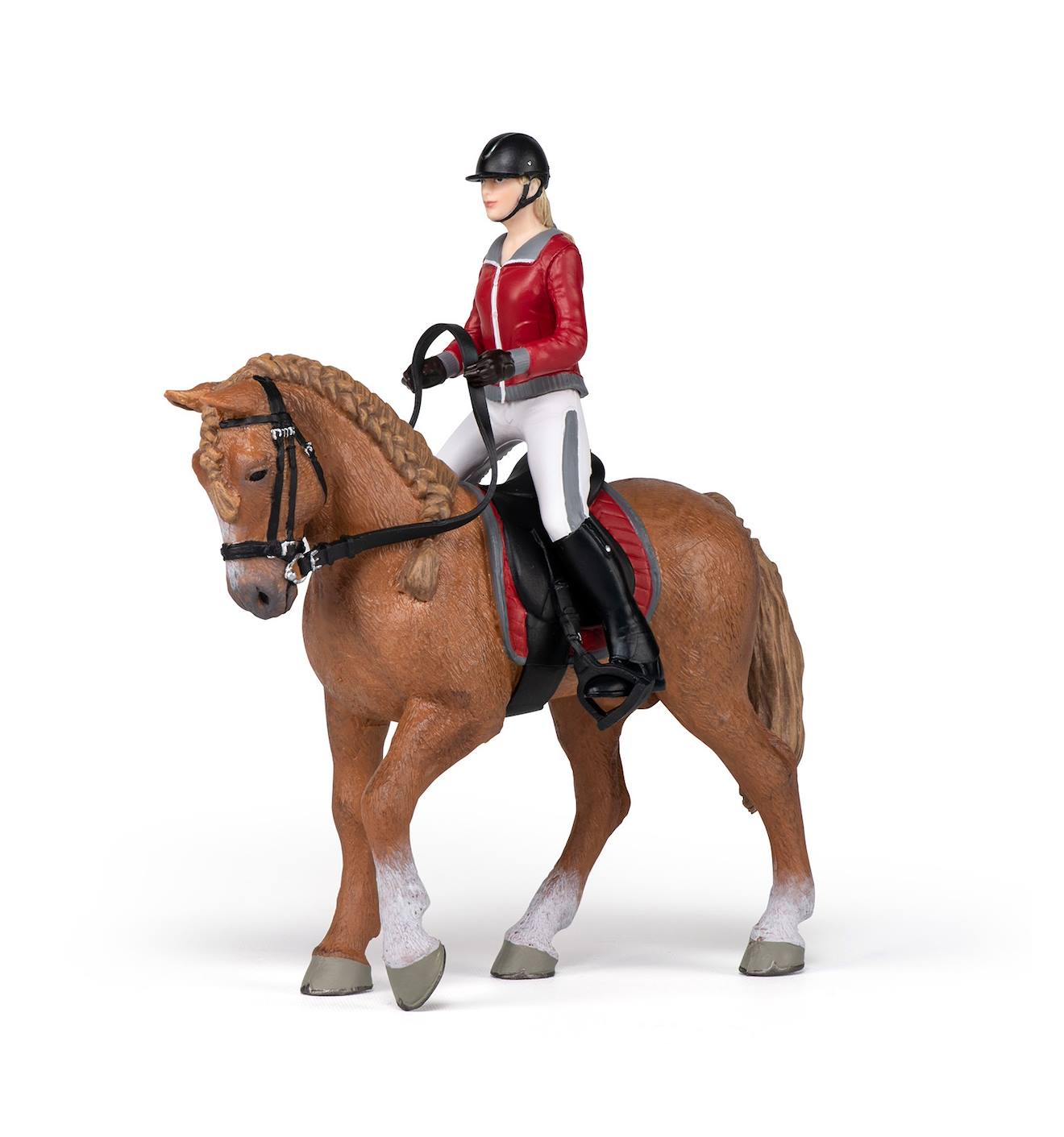 Figurine Cheval De Promenade Et Sa Cavalière Marron