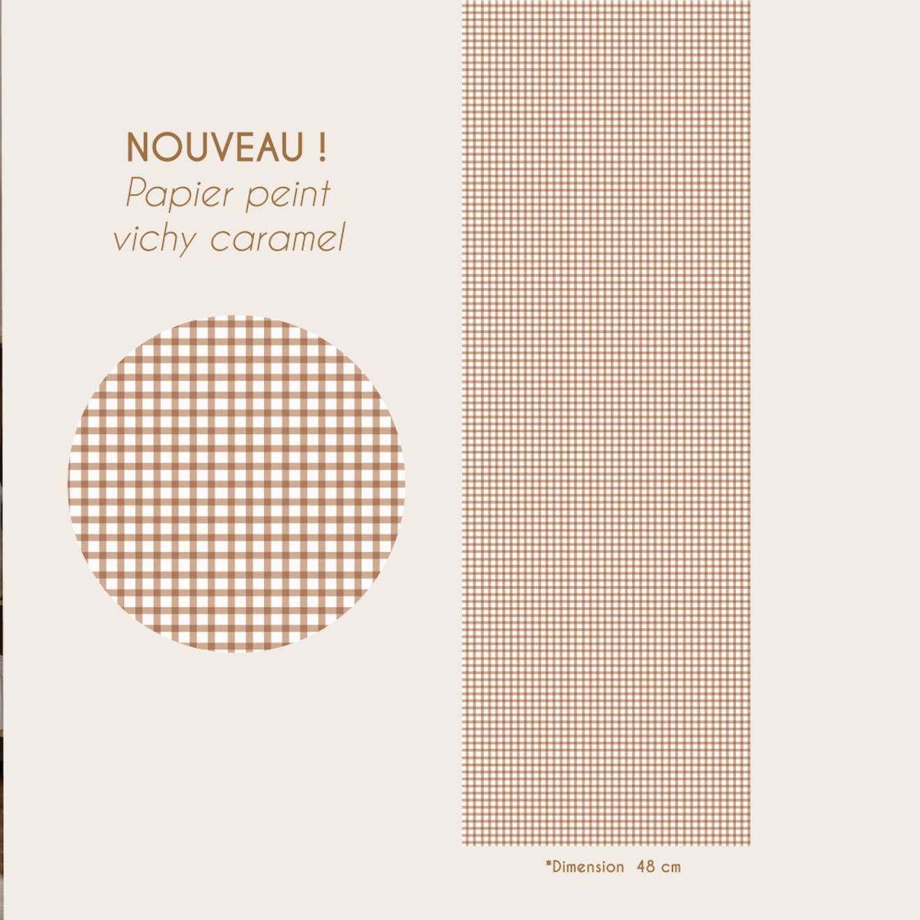 Lé Unique Papier Peint - Motif Vichy Petits Carreaux Multicolore