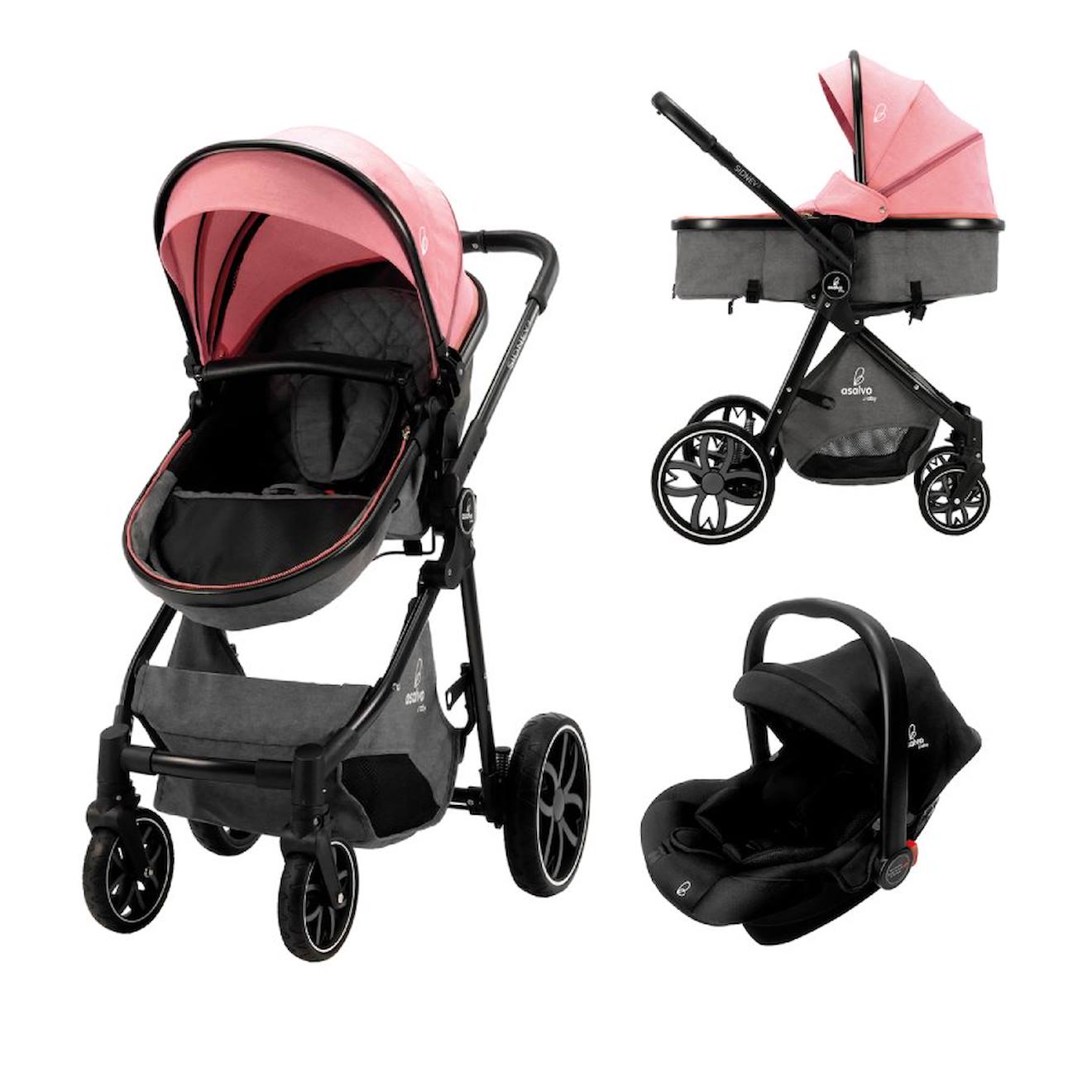 Poussette Combinée Trio Sidney 2 Rose
