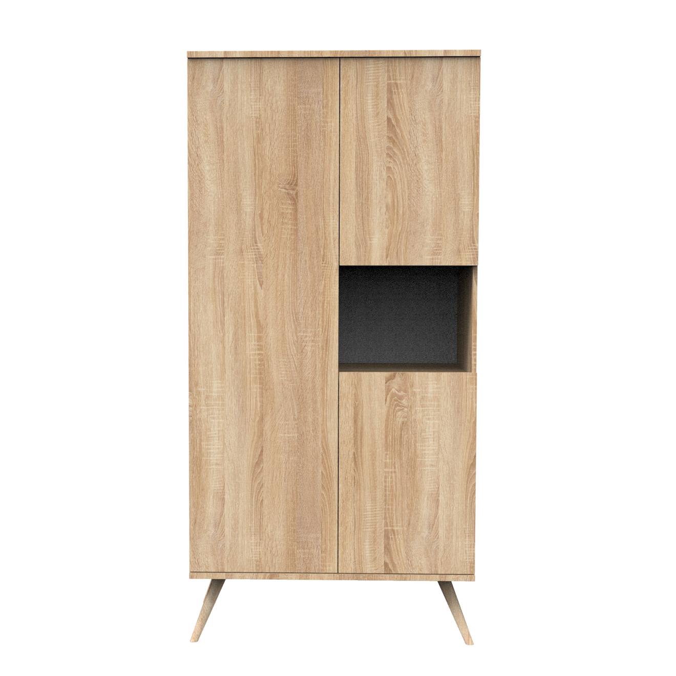 Armoire 3 Portes 1 Niche En Bois - Seventies Marron