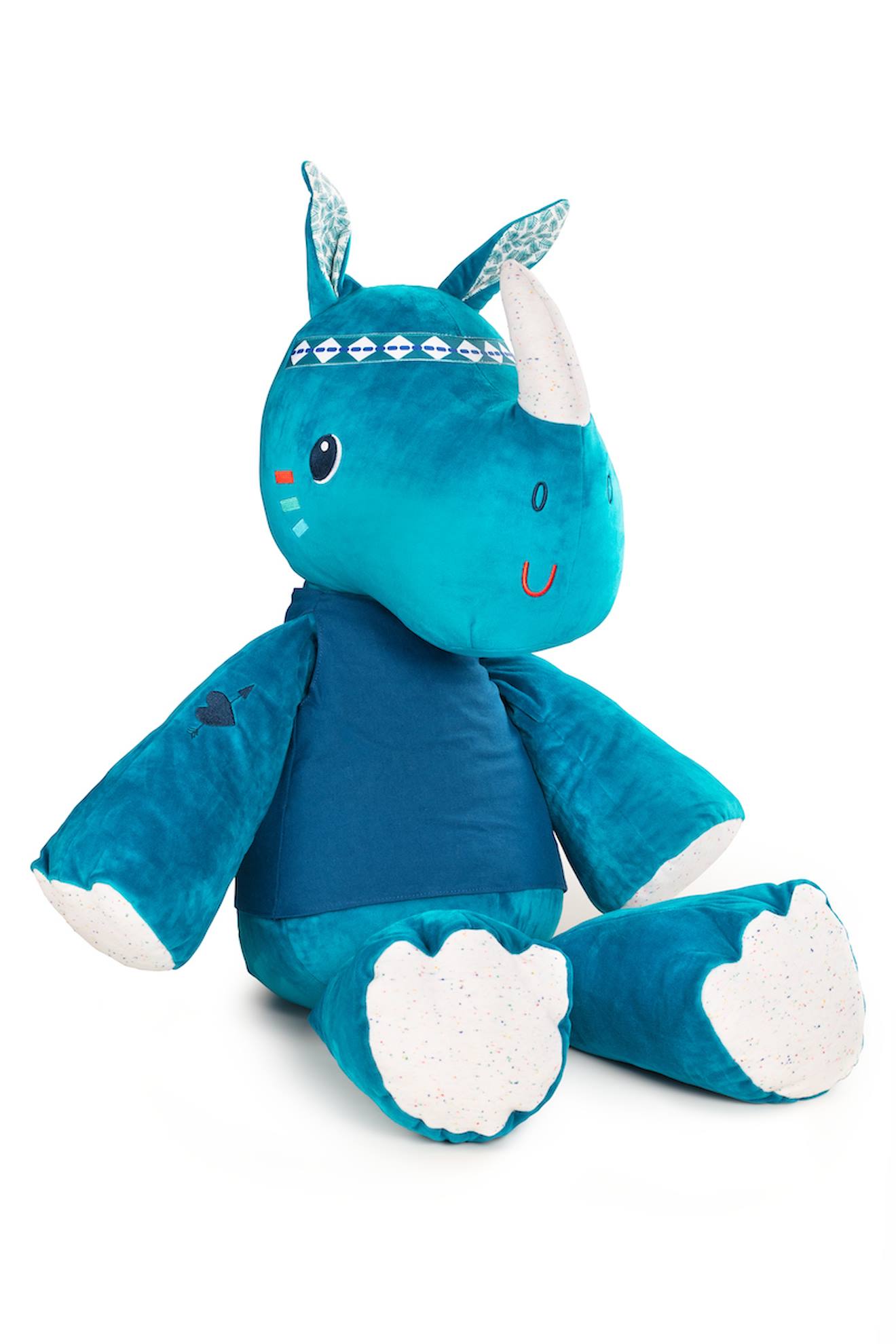 Peluche Marius Le Rhino 50 Cm Bleu