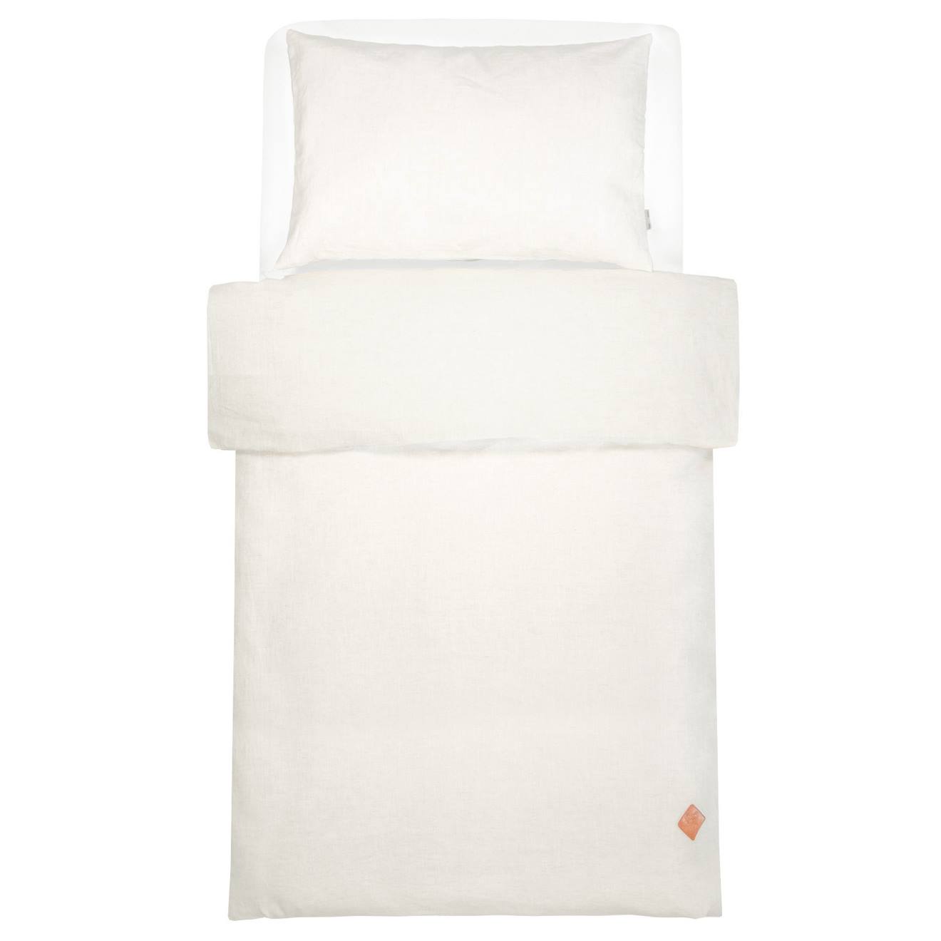 Parure De Lit Bébé Réversible Housse De Couette Et Taie D'oreiller En Lin Lavé Écru