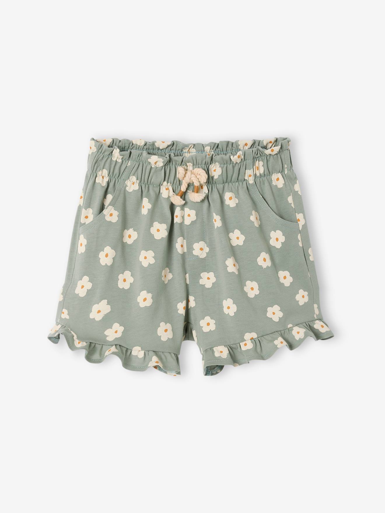 Short à volant fille vert sauge