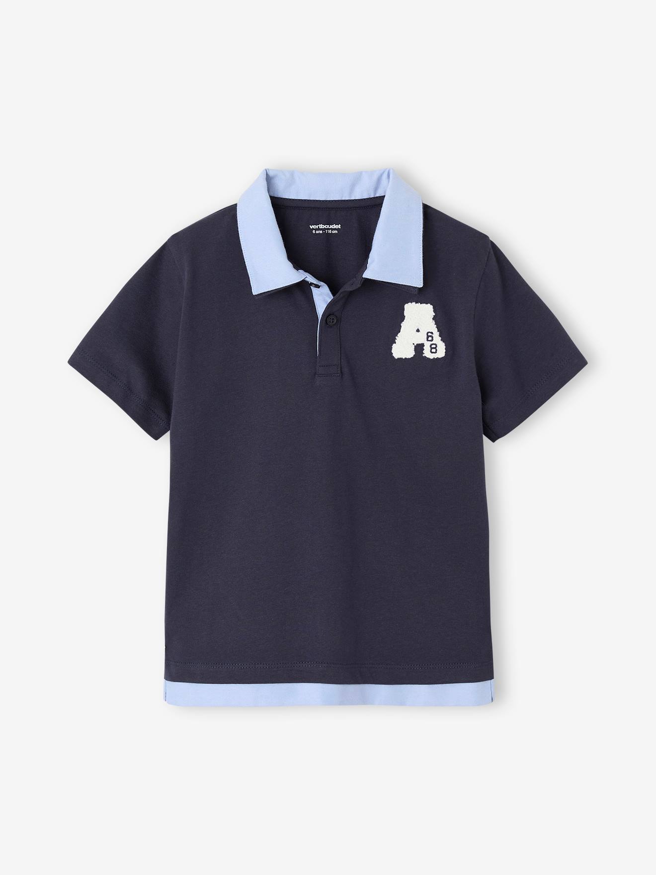 Polo effet 2 en 1 garçon bleu nuit