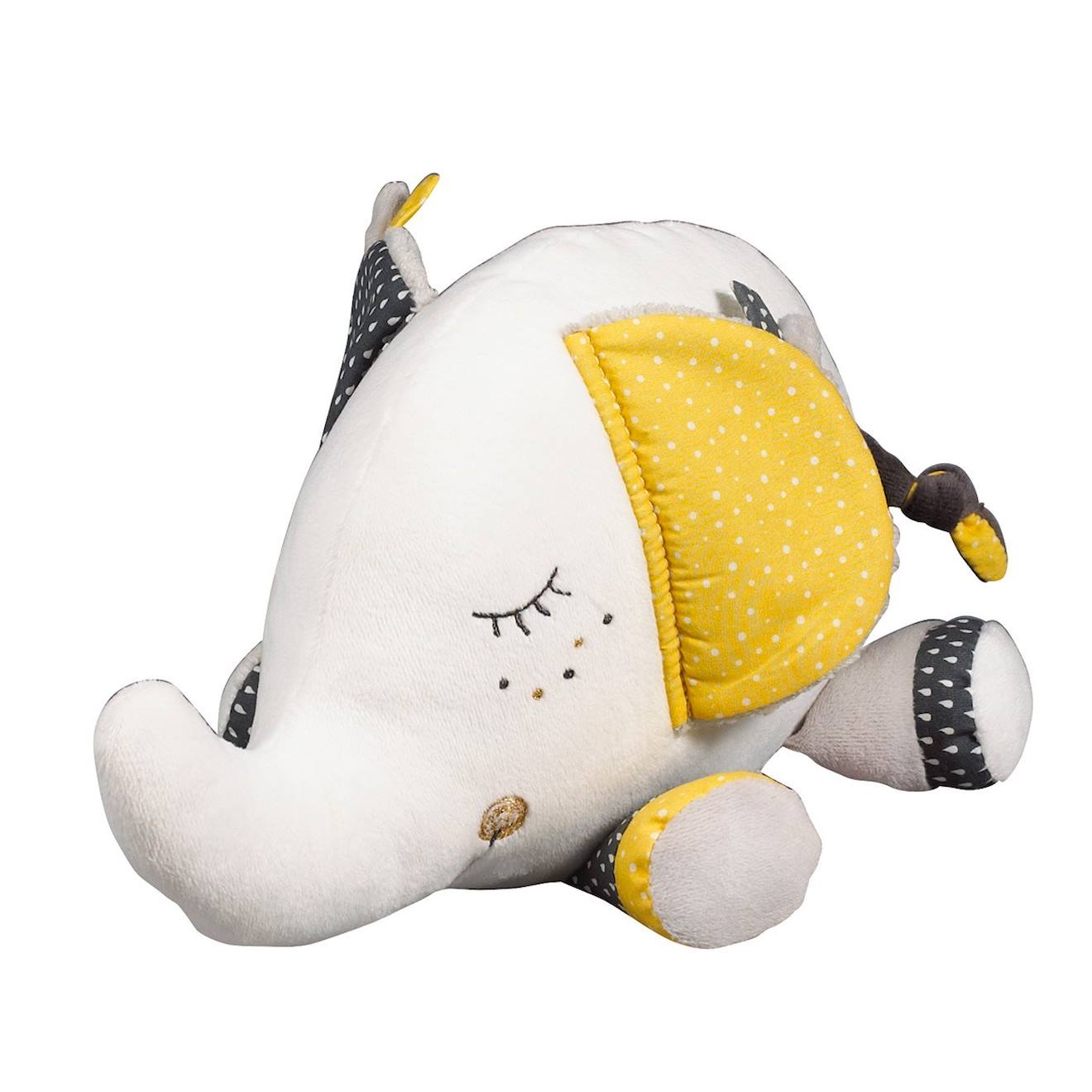 Doudou Eléphant En Velours Blanc