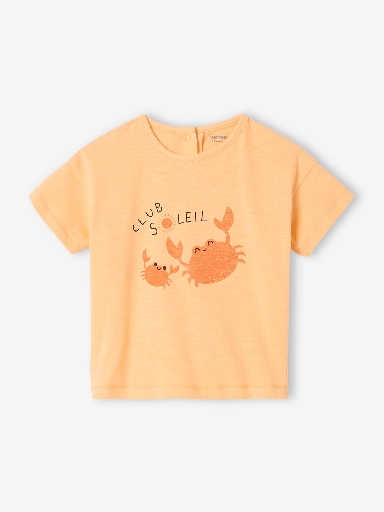 T-shirt bébé à motif en coton bio manches courtes abricot