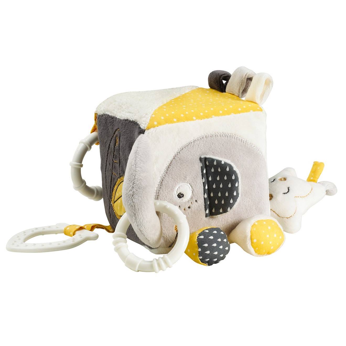 Cube D'activités Bébé En Velours Gris