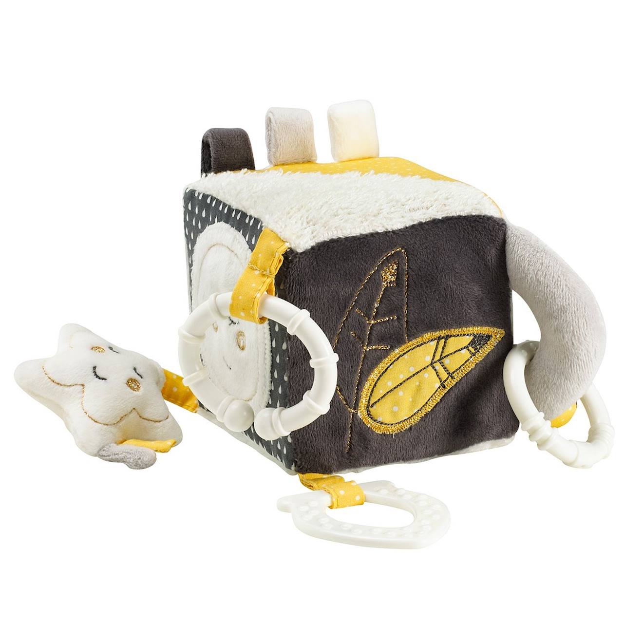 Cube D'activités Bébé En Velours - Babyfan Gris (Sauthon) - Image 2