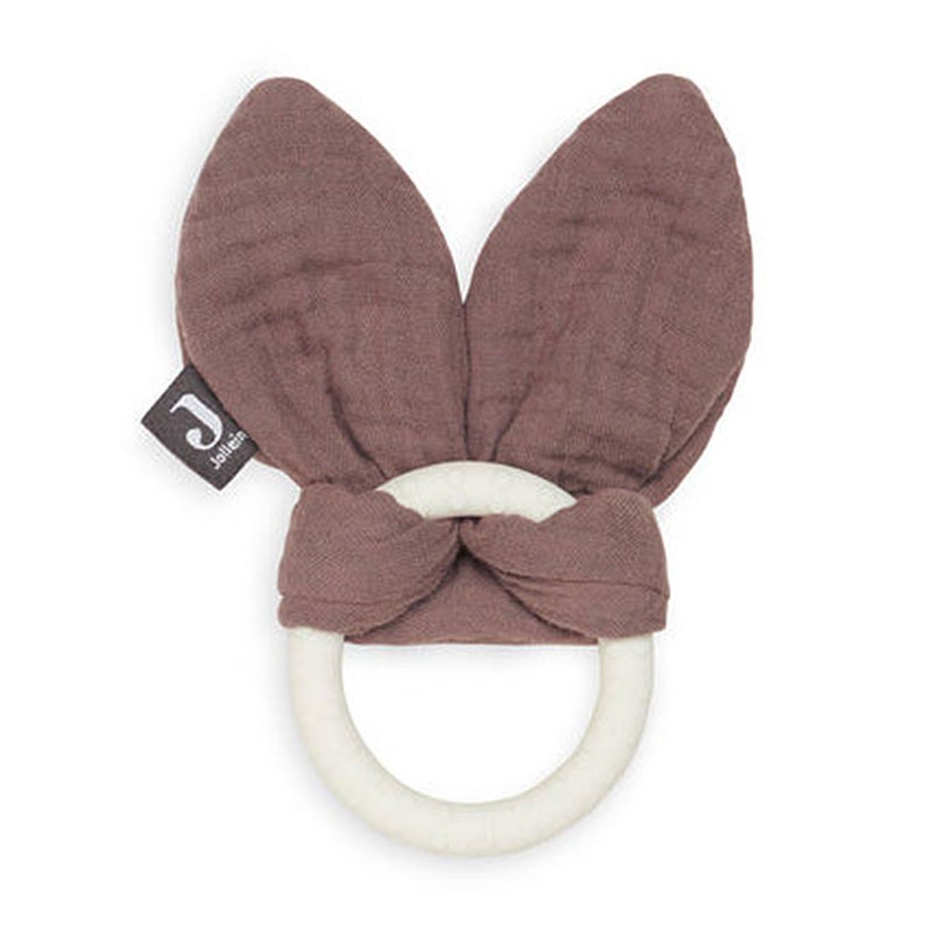 Anneau De Dentition Bunny Ears En Coton Et Silicone Marron