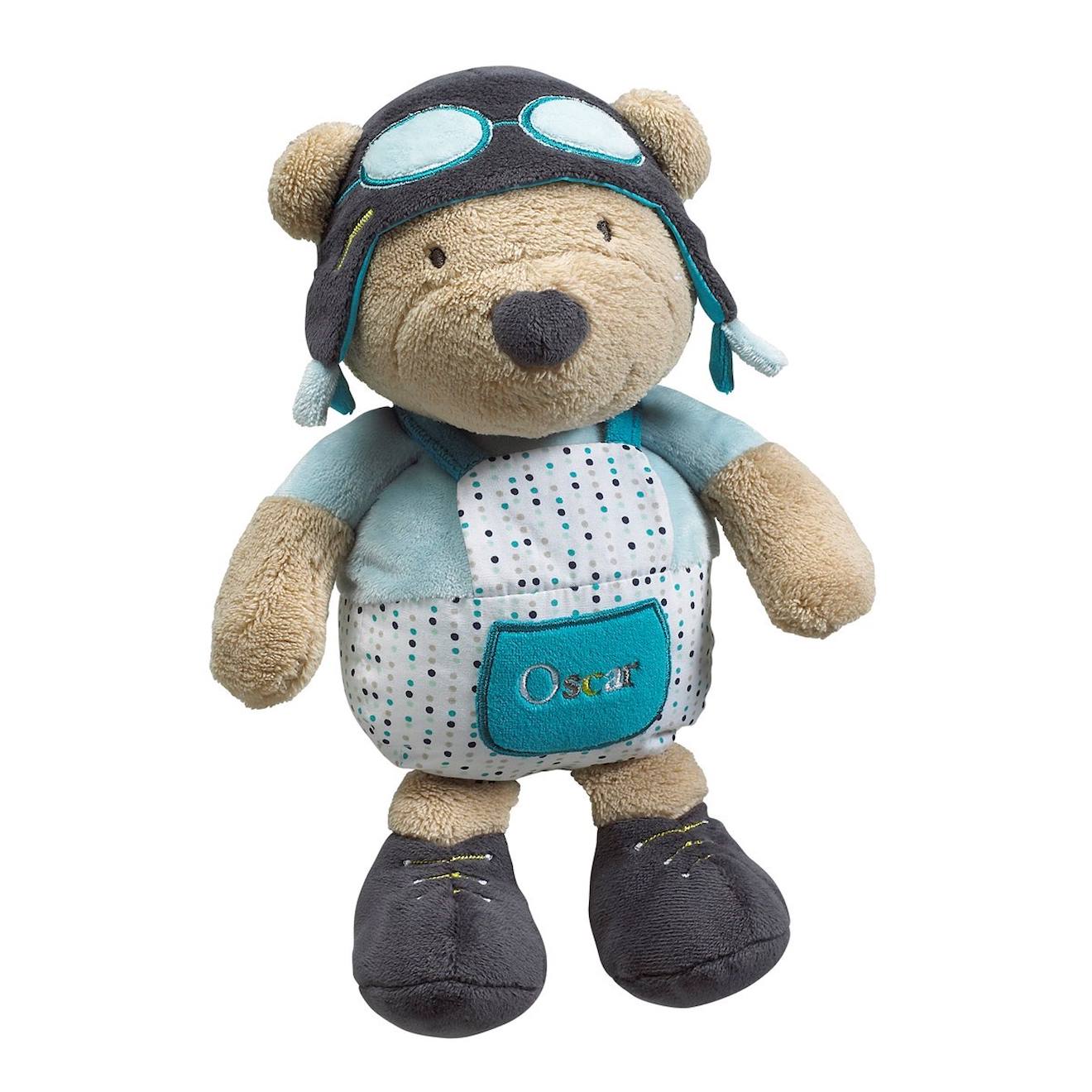 Doudou Ourson En Velours Bleu