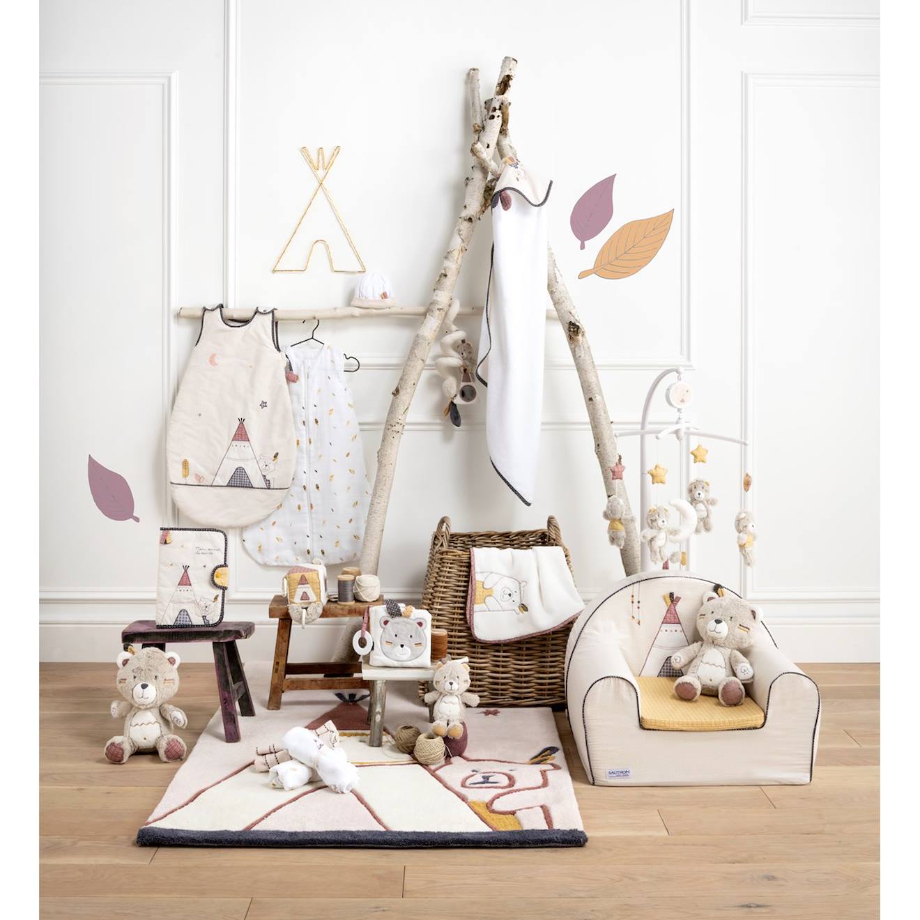 Cube D'activité Bébé En Velours - Timouki Beige (Sauthon) - Image 2