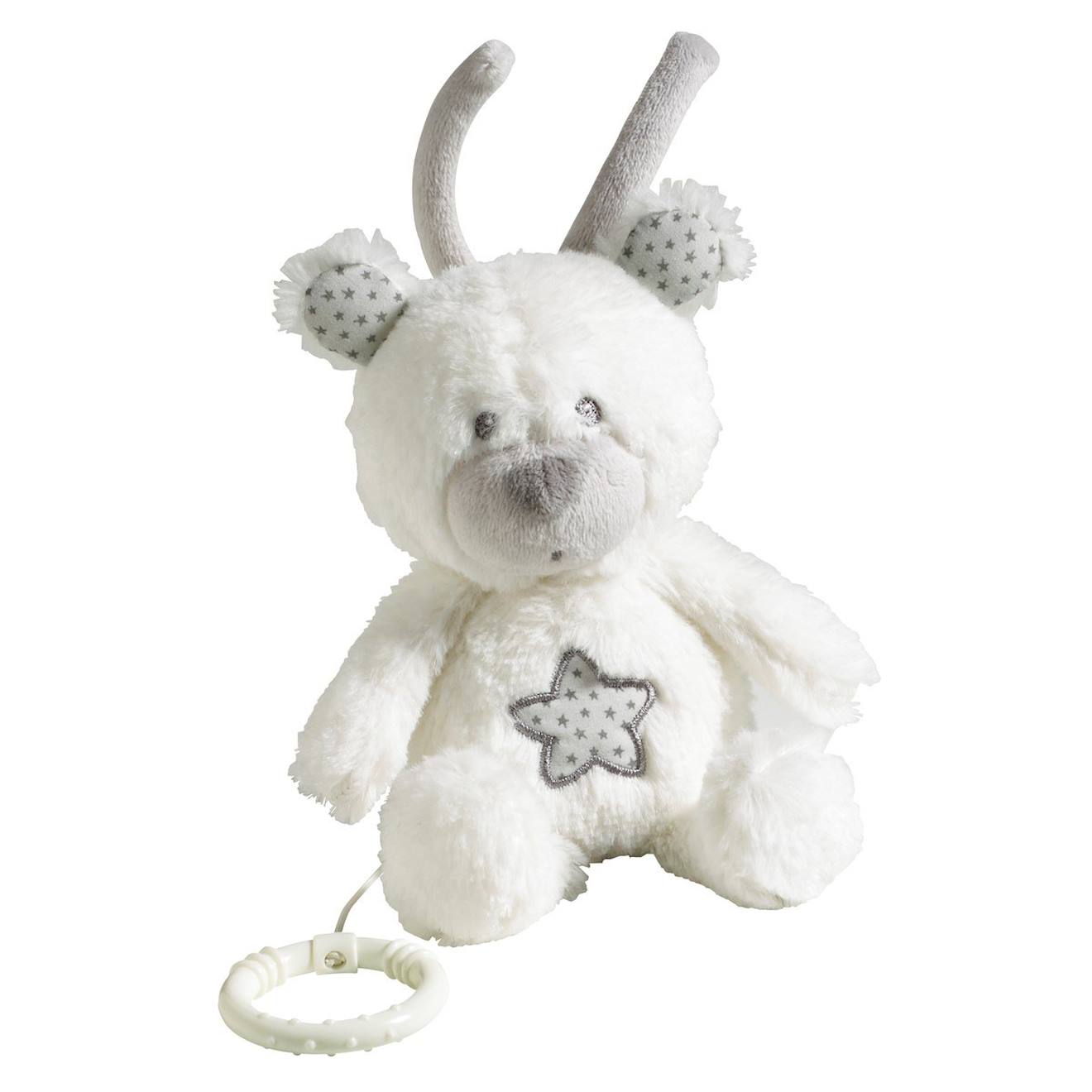 Peluche Mini Musical Ours En Velours Blanc