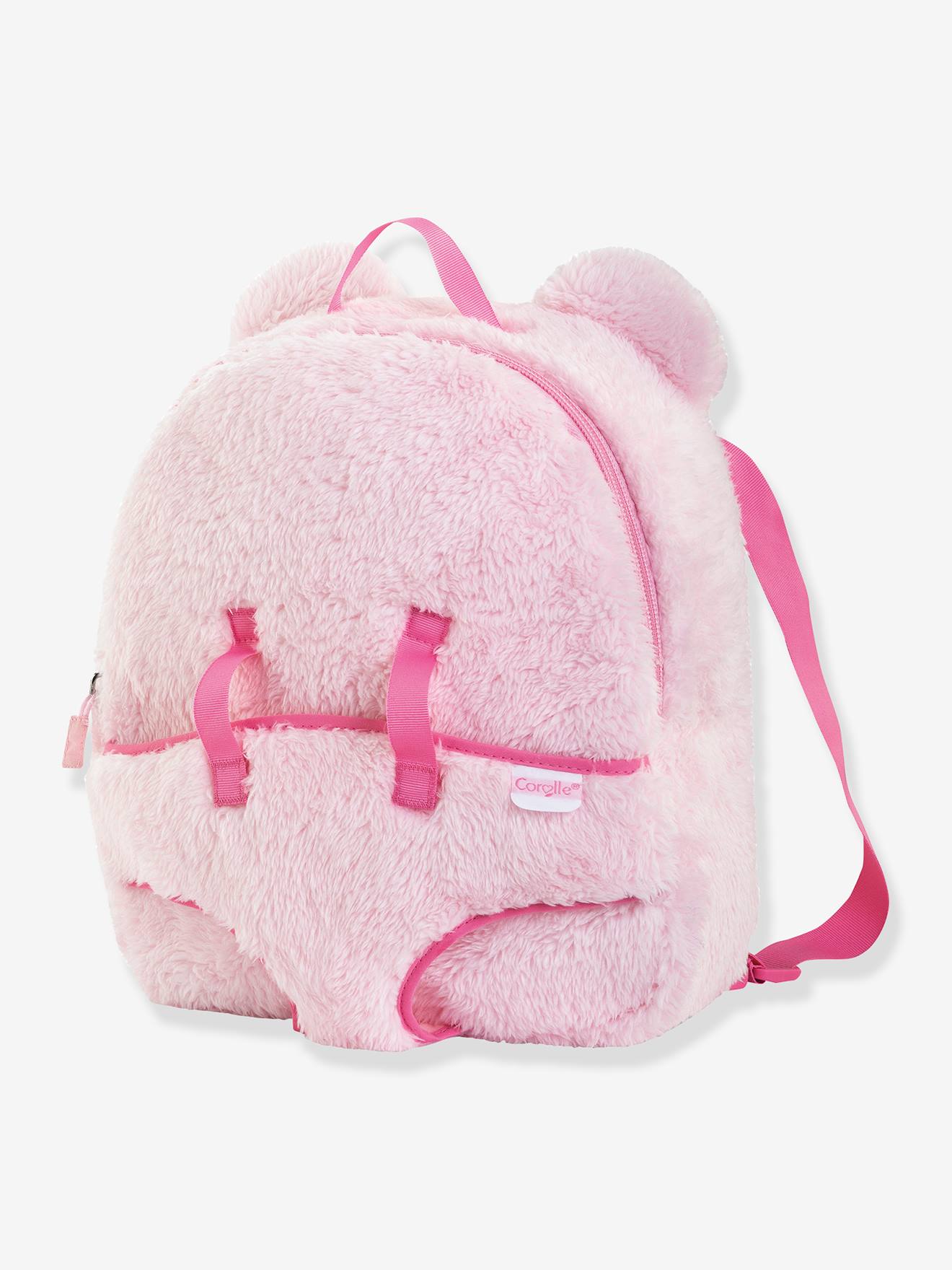 Sac à dos porte poupon peluche rose rose