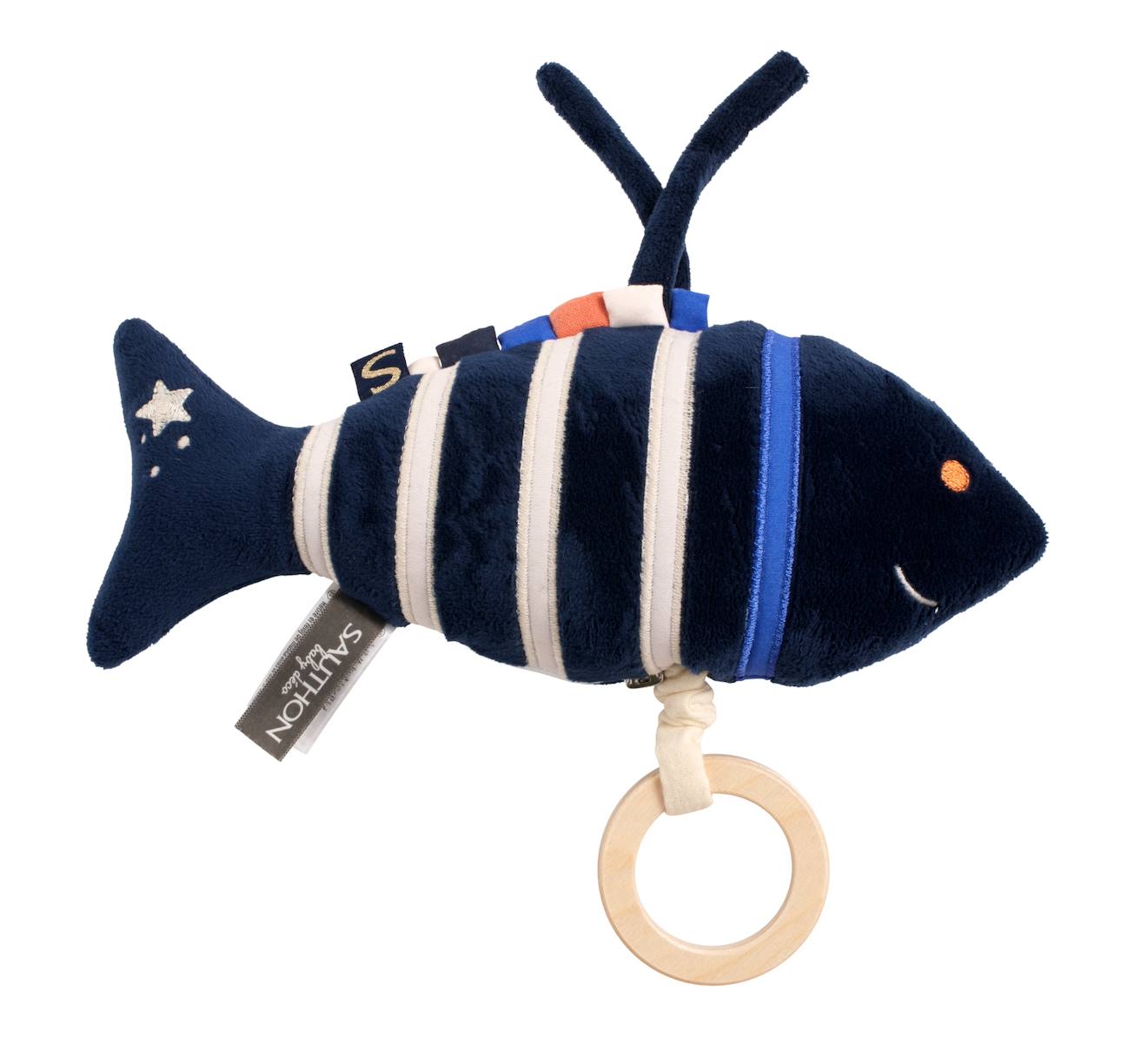 Peluche Mini Musical Poisson En Velours Bleu