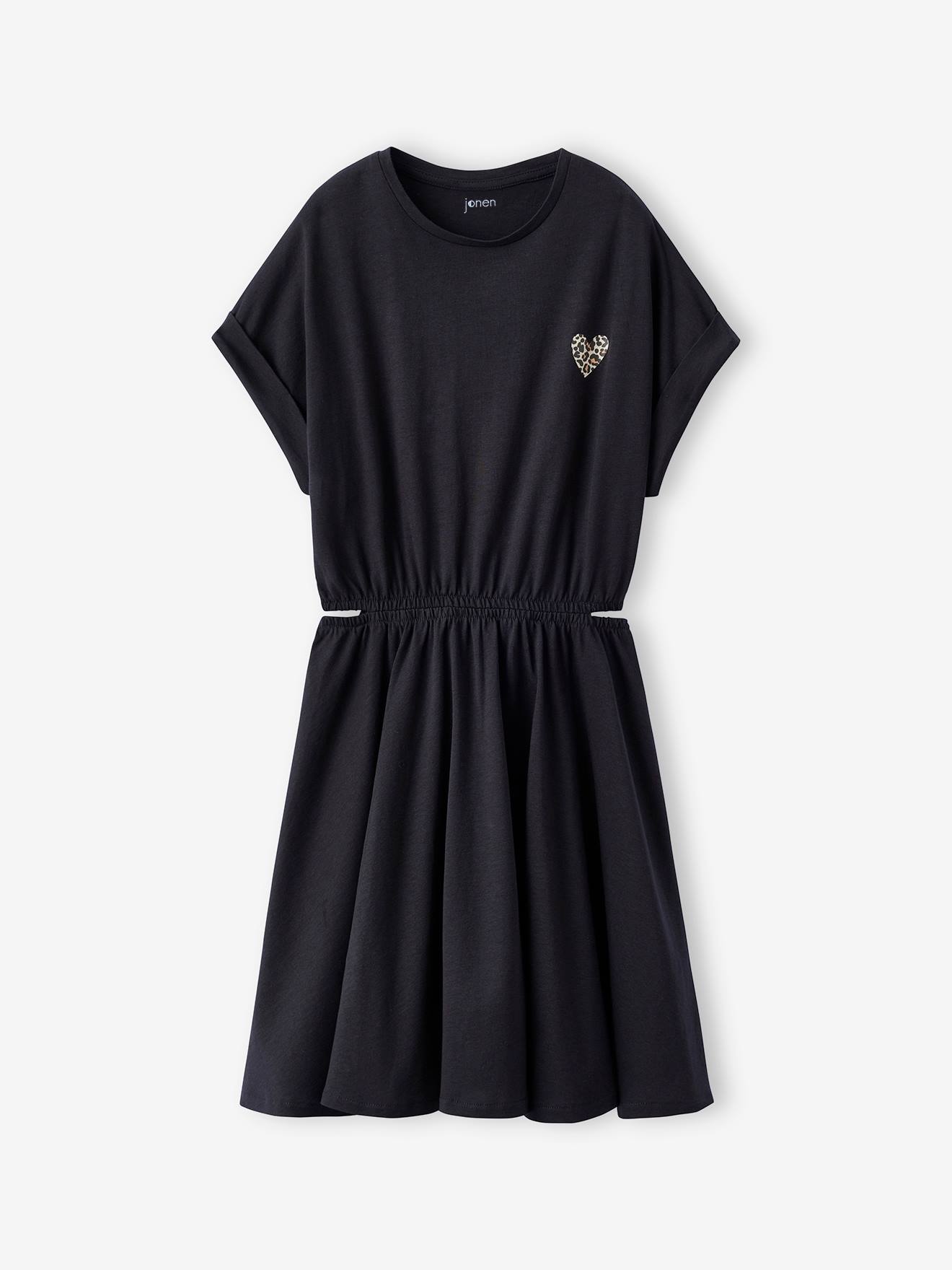 Robe fille avec ouvertures côtés anthracite