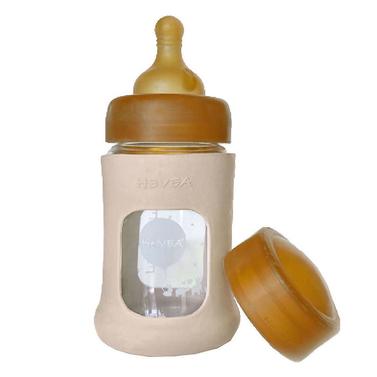 Biberon En Verre Zéro Plastique Avec Housse De Protection - Pack Unitaire Beige