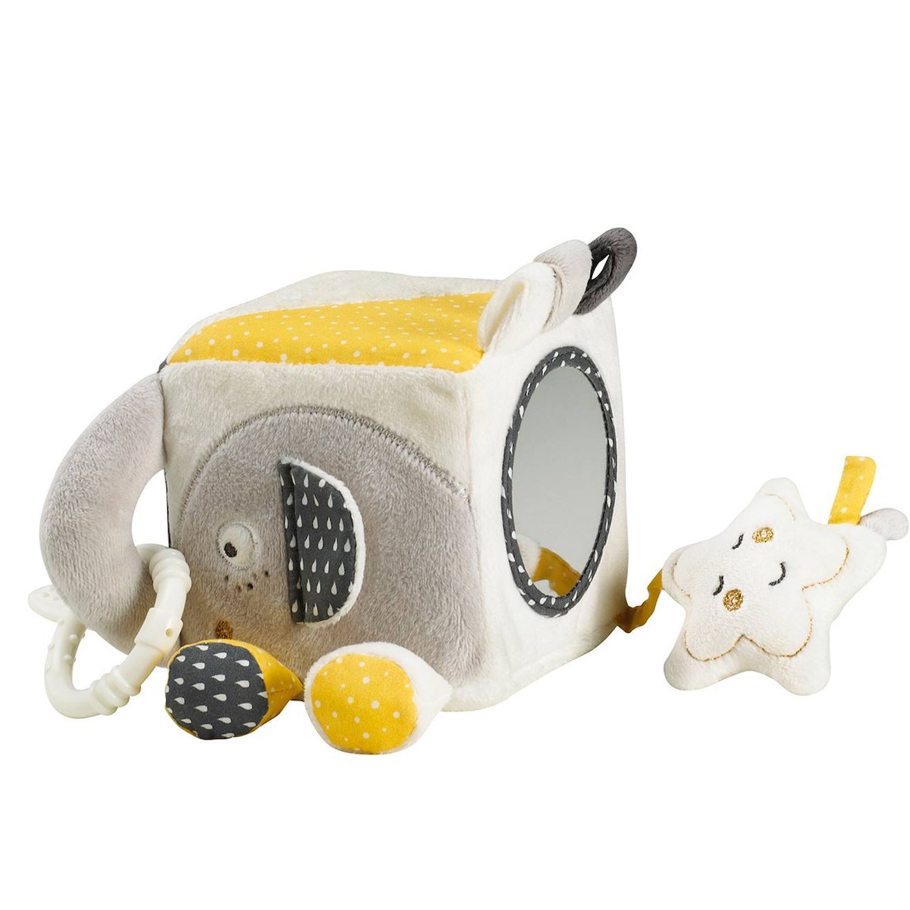 Cube D'activités Bébé En Velours - Babyfan Gris (Sauthon) - Image 1