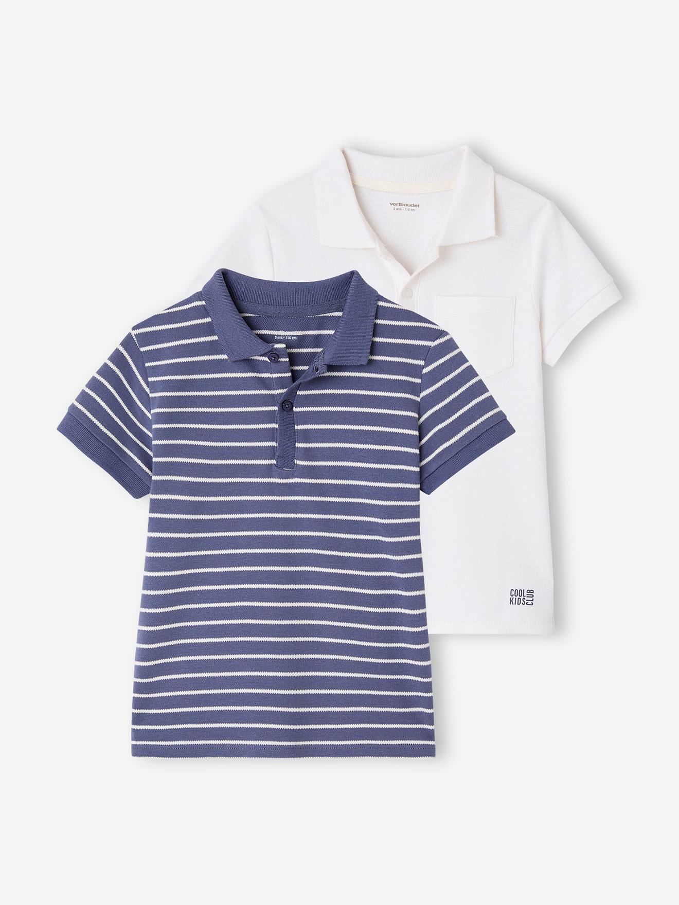Lot de 2 polos garçons en maille piquée blanc