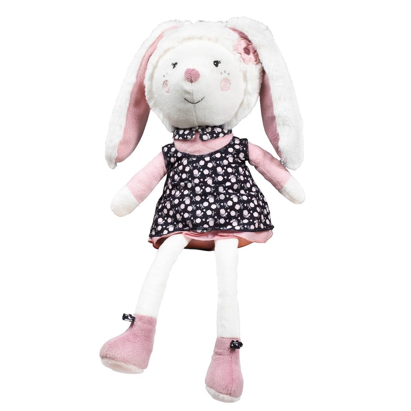 Doudou Lapin Grand Modèle En Velours Blanc