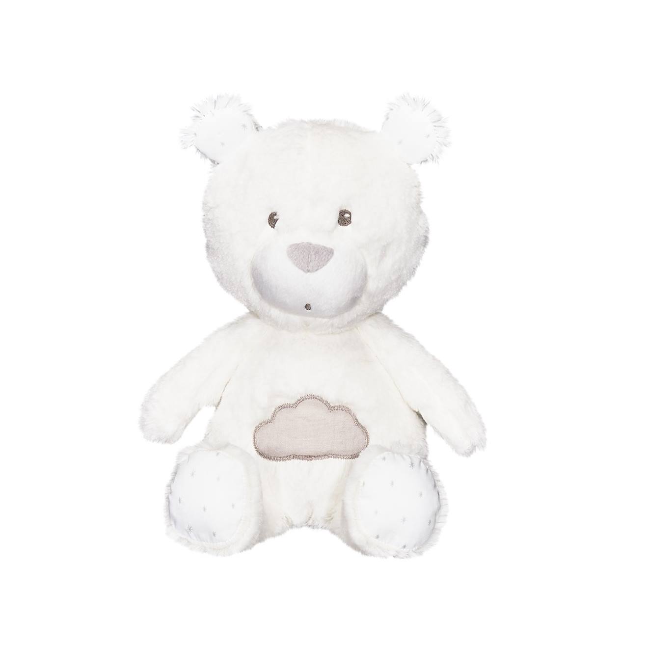 Doudou En Velours Blanc/gris