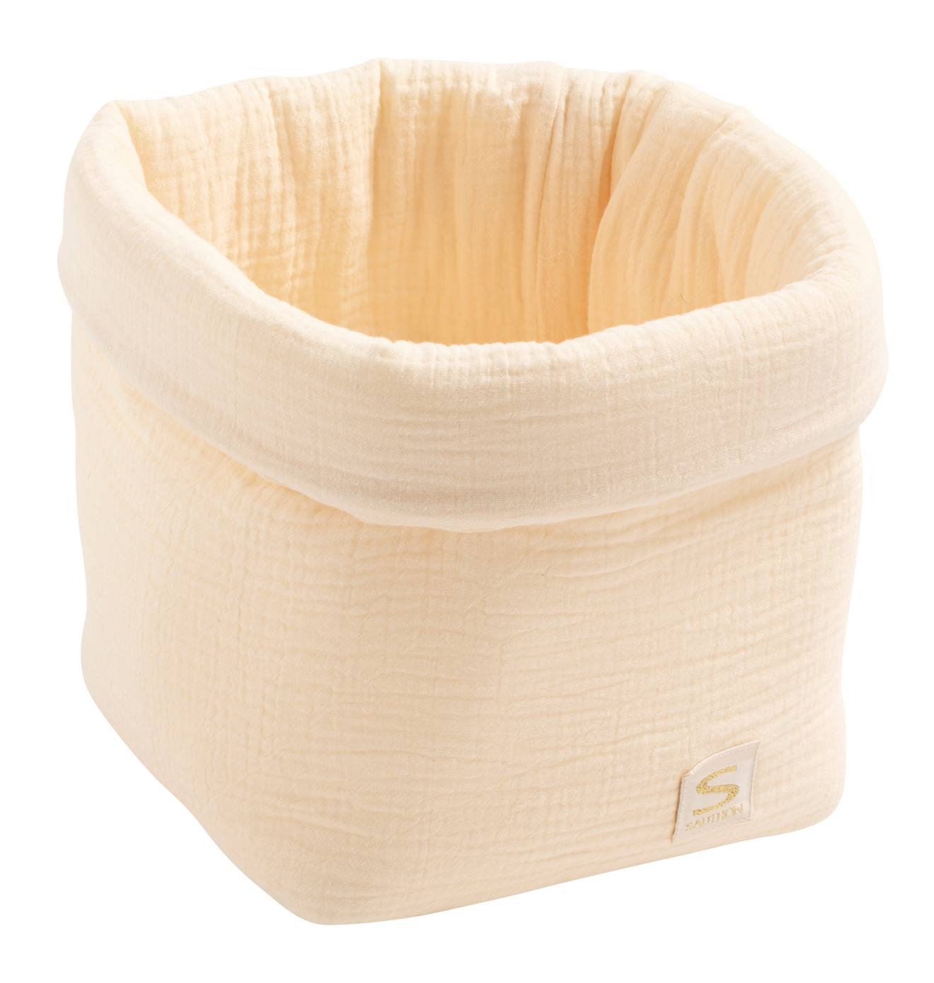Panière De Rangement En Double Gaze De Coton - Uni Petale Beige