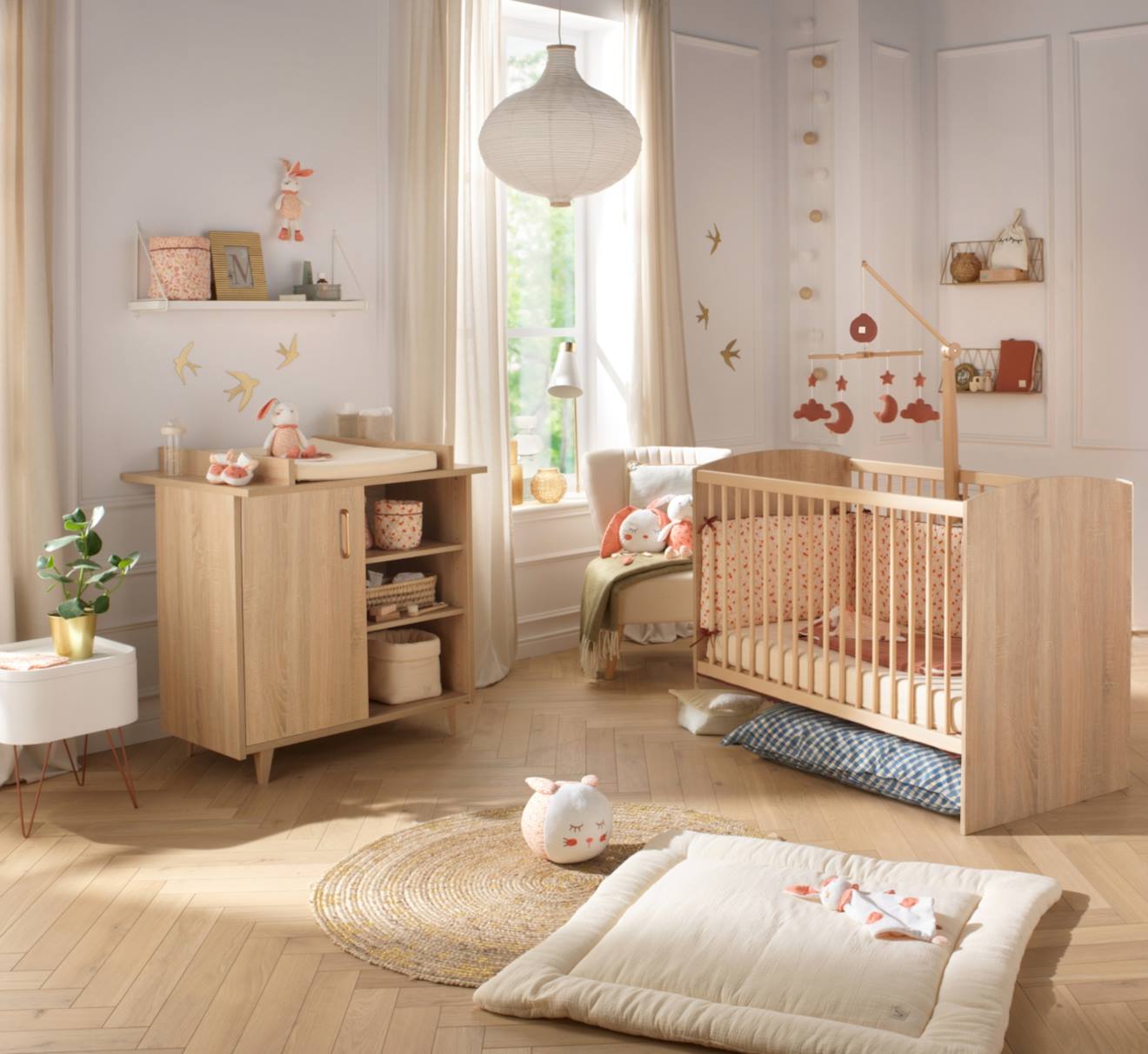 Chambre Bébé Complète: Lit Et Commode À Langer - Sam Beige