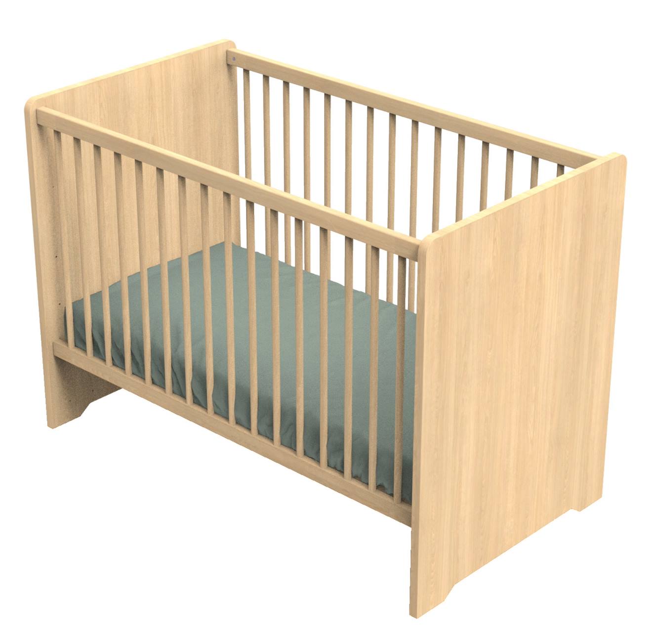 Lit Bébé Avec Têtes De Lit Arrondies En Bois Décor Chêne Miel - Vanille Marron