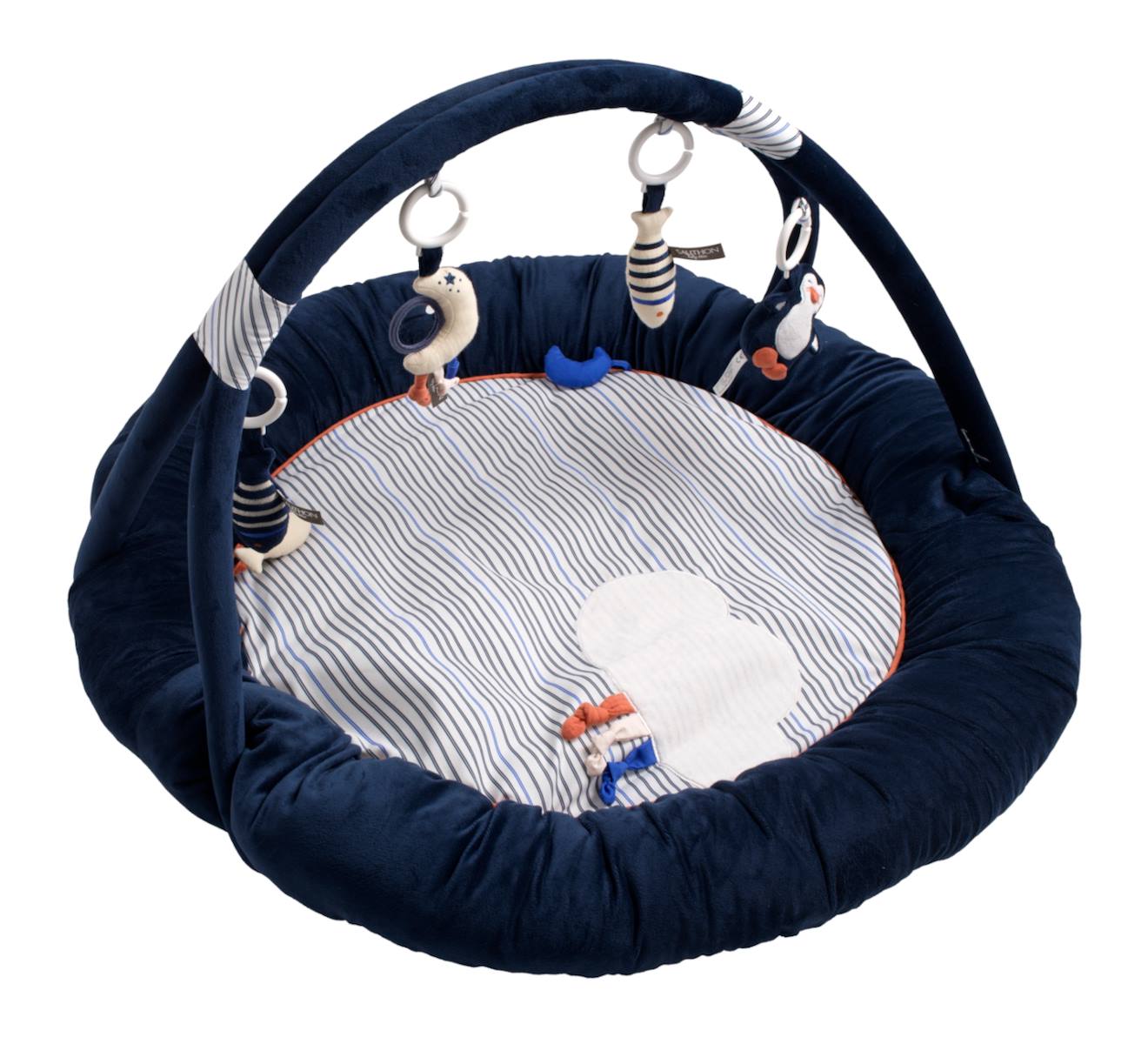 Tapis D'éveil Marinière En Velours Bleu