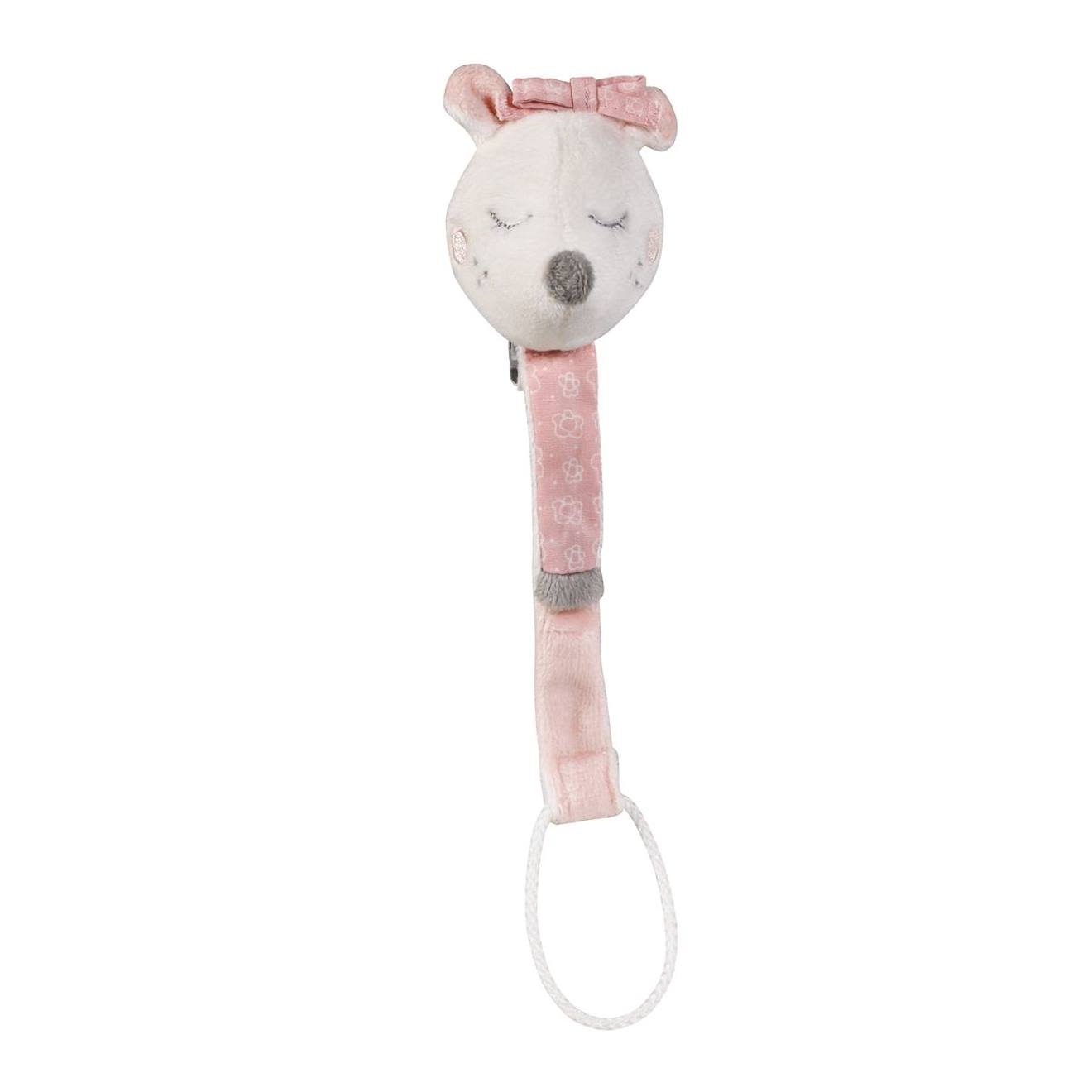 Attache-tétine En Velours Souris Rose