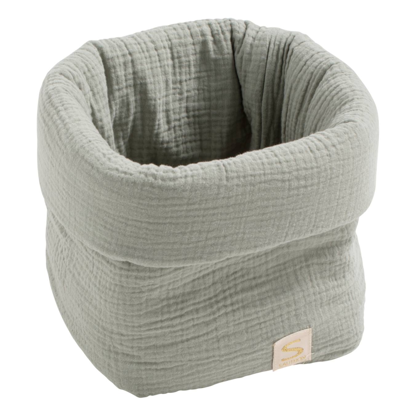 Panière De Rangement En Double Gaze De Coton - Uni Petale Vert