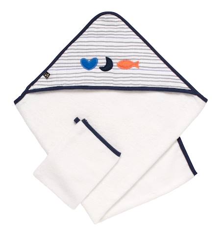 Cape de bain et gant en double gaze de coton et éponge - baby sailor  - vertbaudet enfant