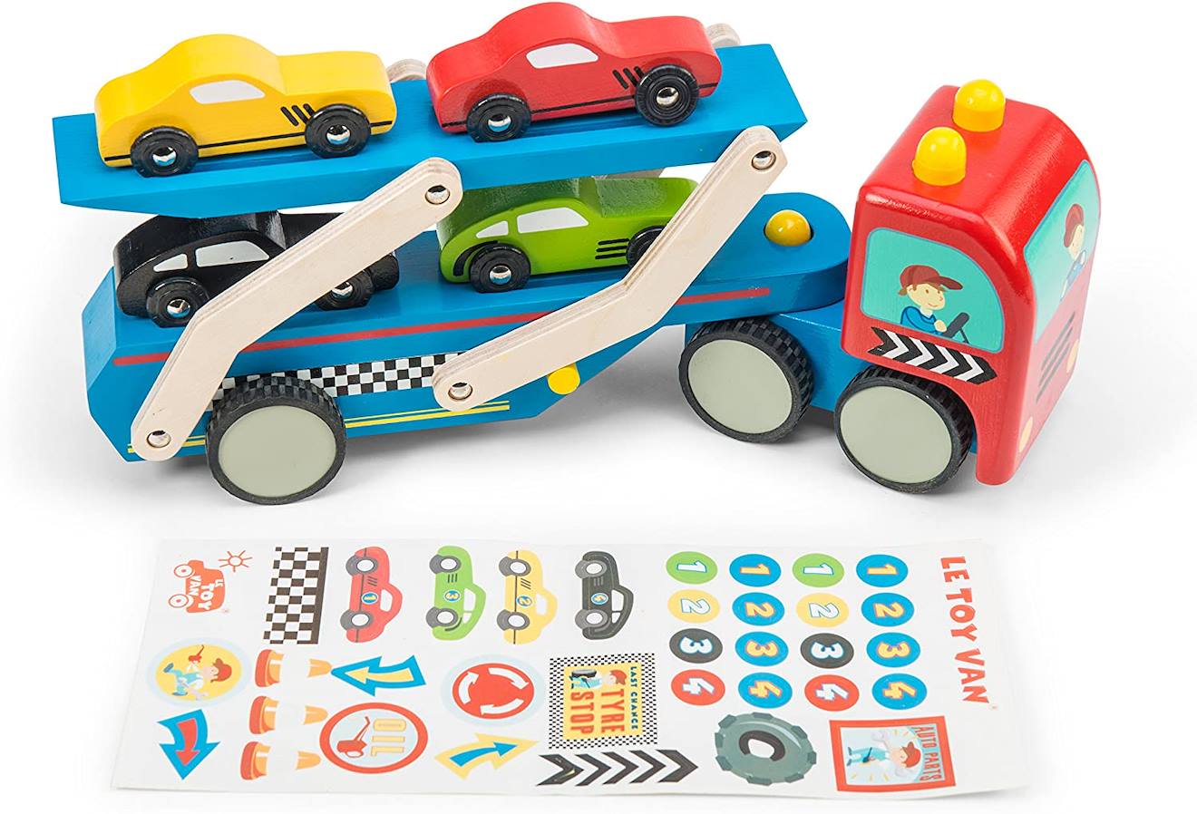 Camion Transporteur Voitures De Course Bleu (Le Toy Van) - Image 1