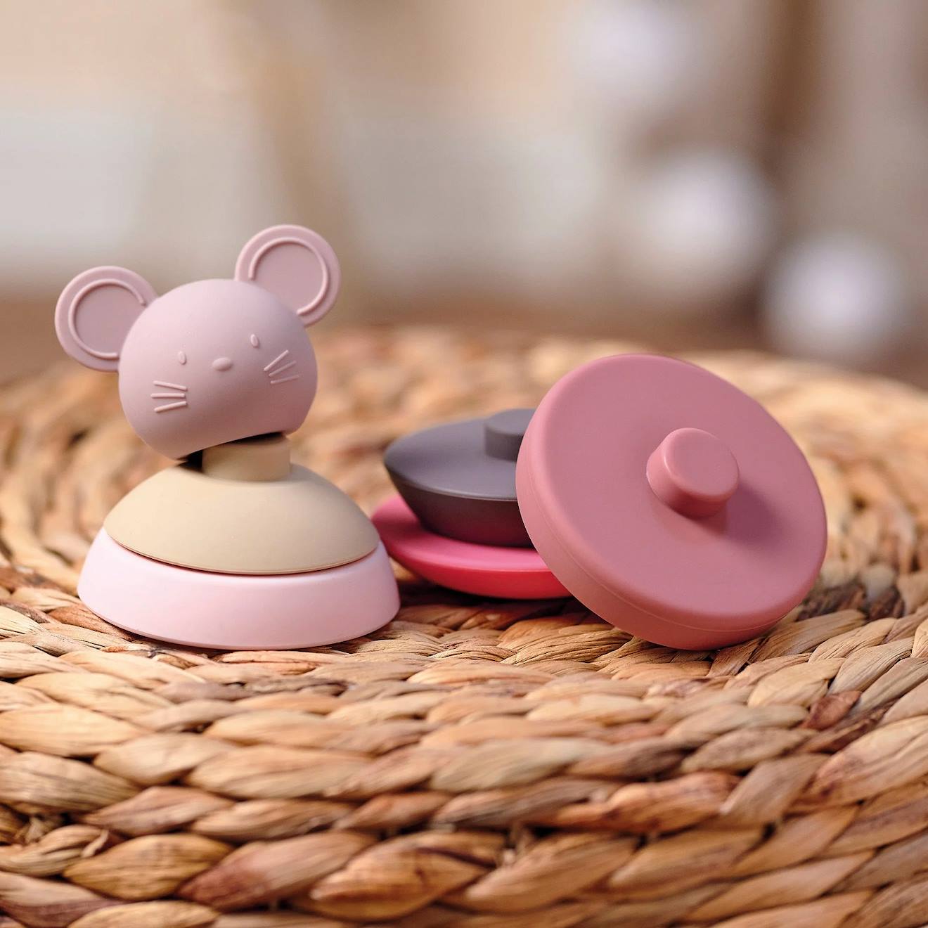 Culbuto Empilable Souris Rose Rose (Nattou) - Image 1