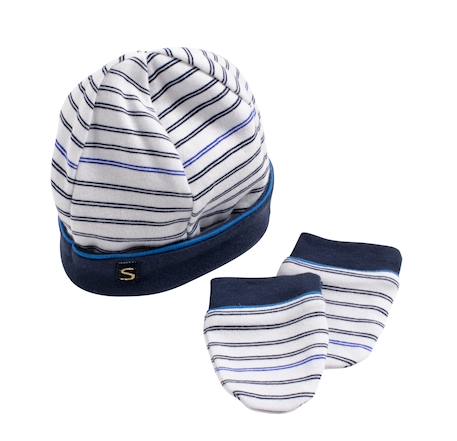 Bébé-Accessoires-Chapeau-Bonnet et moufles marinière - baby sailor