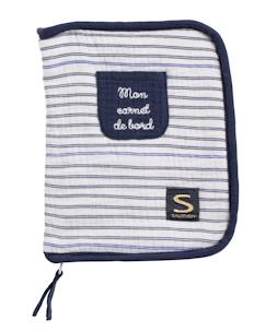 Puériculture-Protège carnet de santé en double gaze de coton marinière - baby sailor