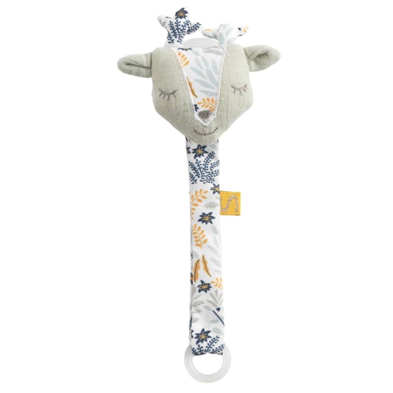 Attache-tétine En Coton Cerf - Promenons Nous Vert Tilleul