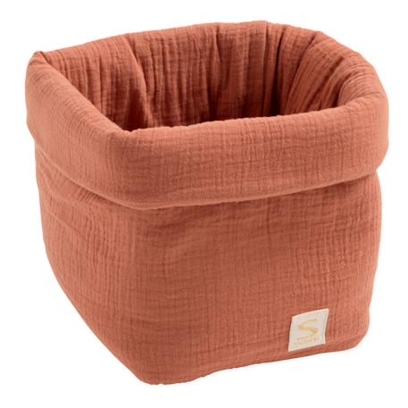 Sauthon - Panière De Rangement En Double Gaze De Coton - Uni Petale Rouge