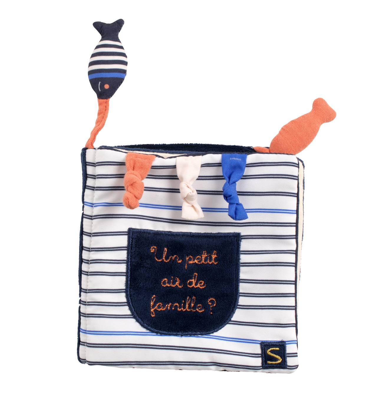 Livre D'éveil Marinière Avec Détail Poisson Blanc/bleu