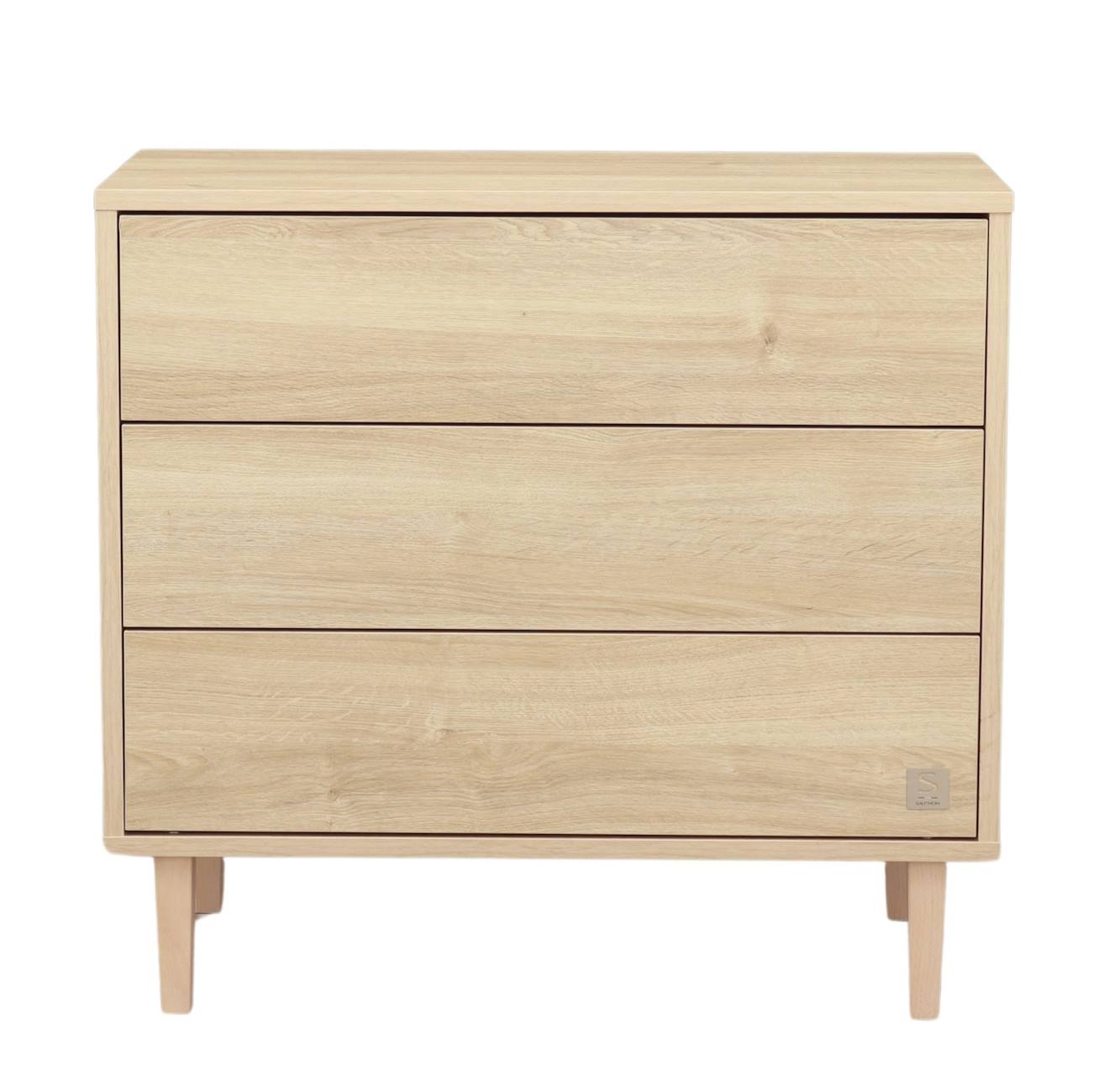Commode 3 Tiroirs Pieds Bois - Paloma Marron (Sauthon) - Image 2