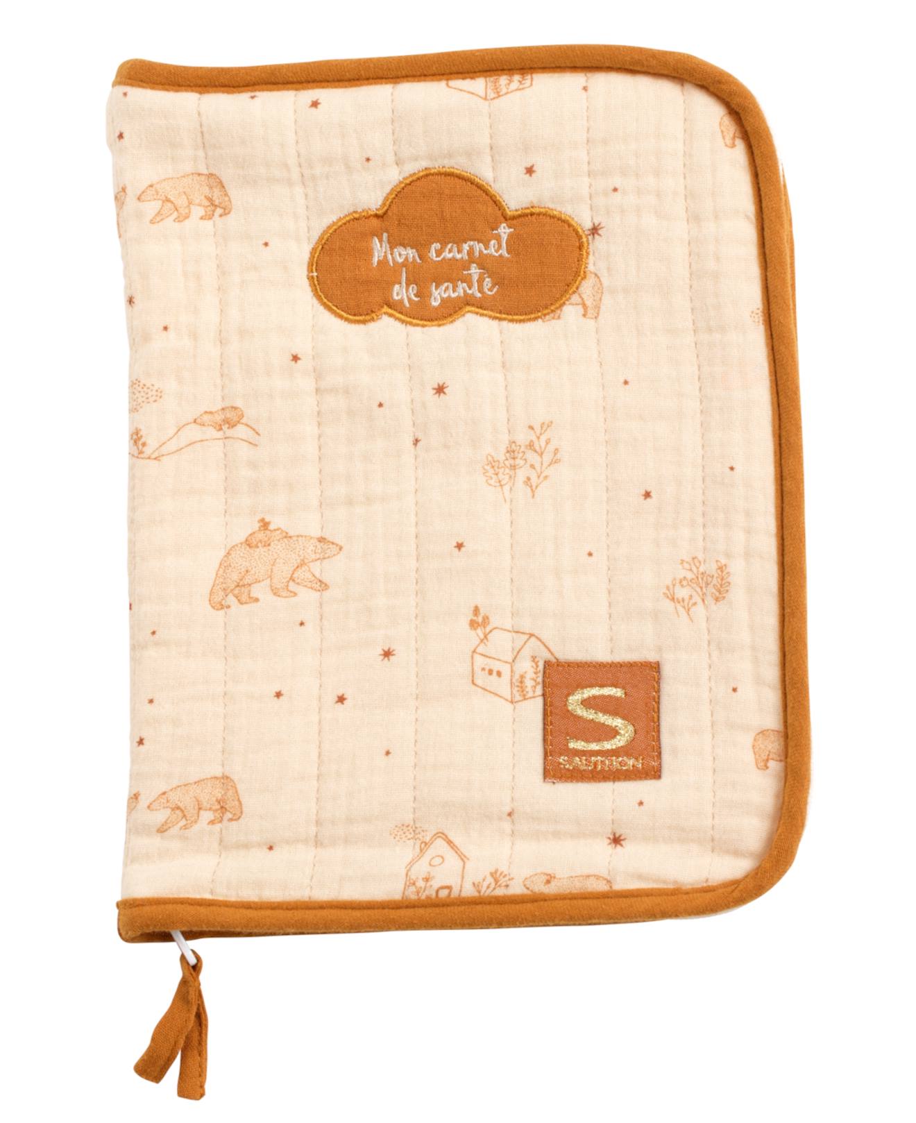 Protège Carnet De Santé En Double Gaze De Coton Beige
