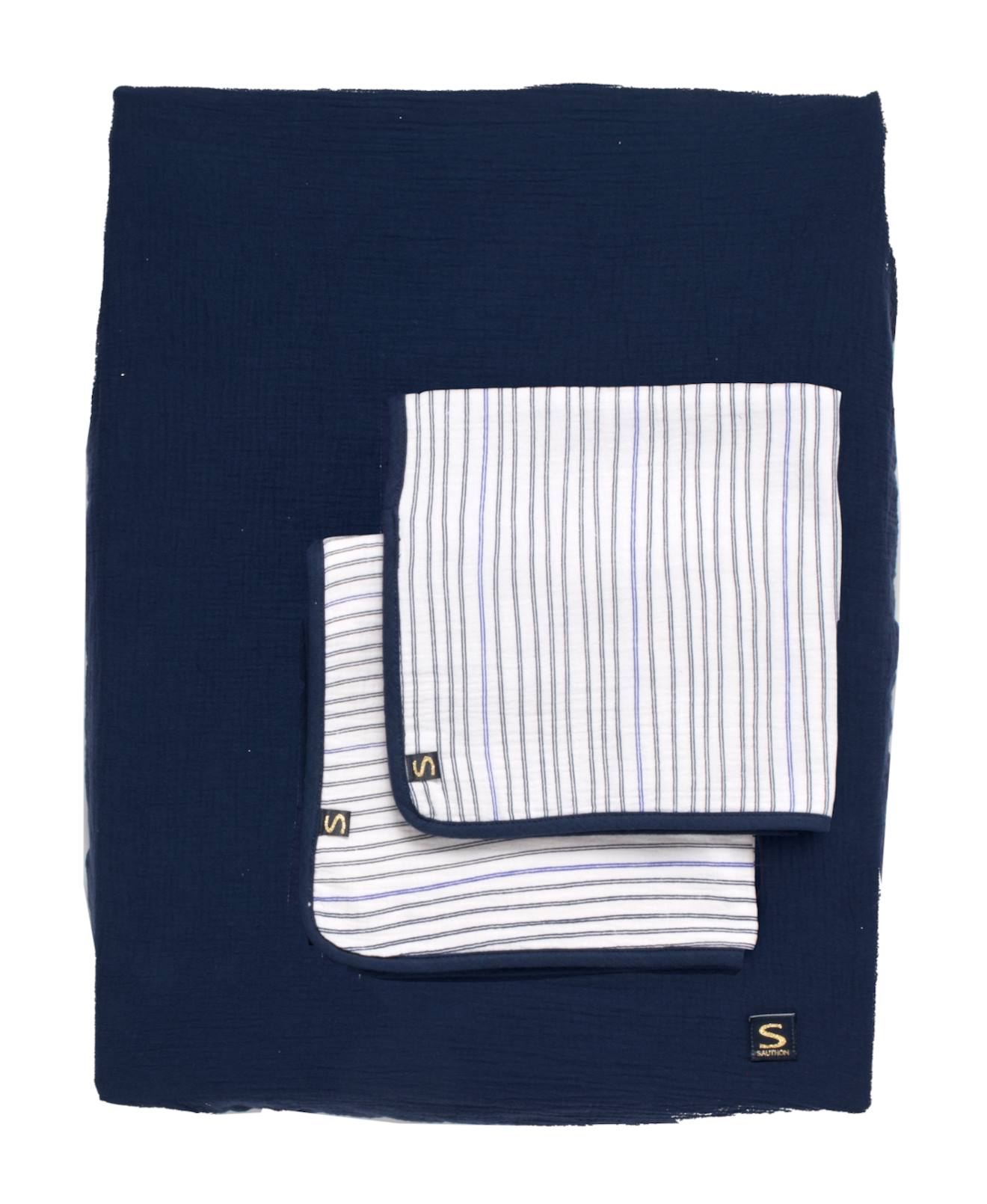 Housse De Matelas À Langer Et Linges En Gaze De Coton Bleu Foncé
