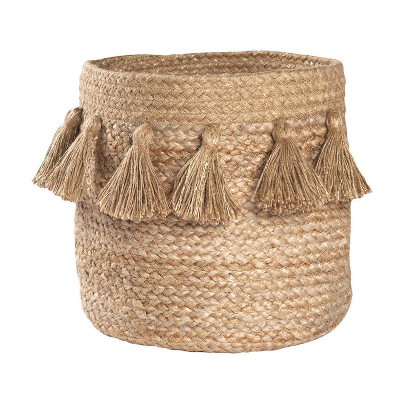 Panier De Rangement Jute Avec Pompons Idris Jute Naturelle