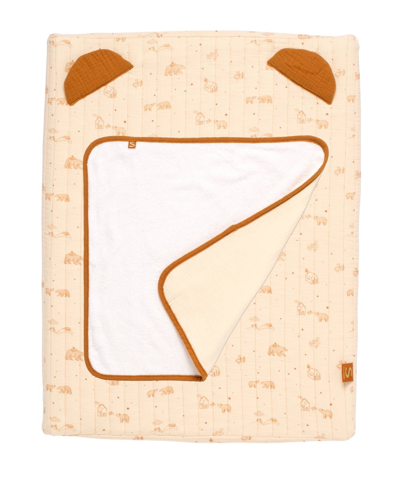 Matelas À Langer En Double Gaze De Coton Et Sa Serviette - Orsino Beige