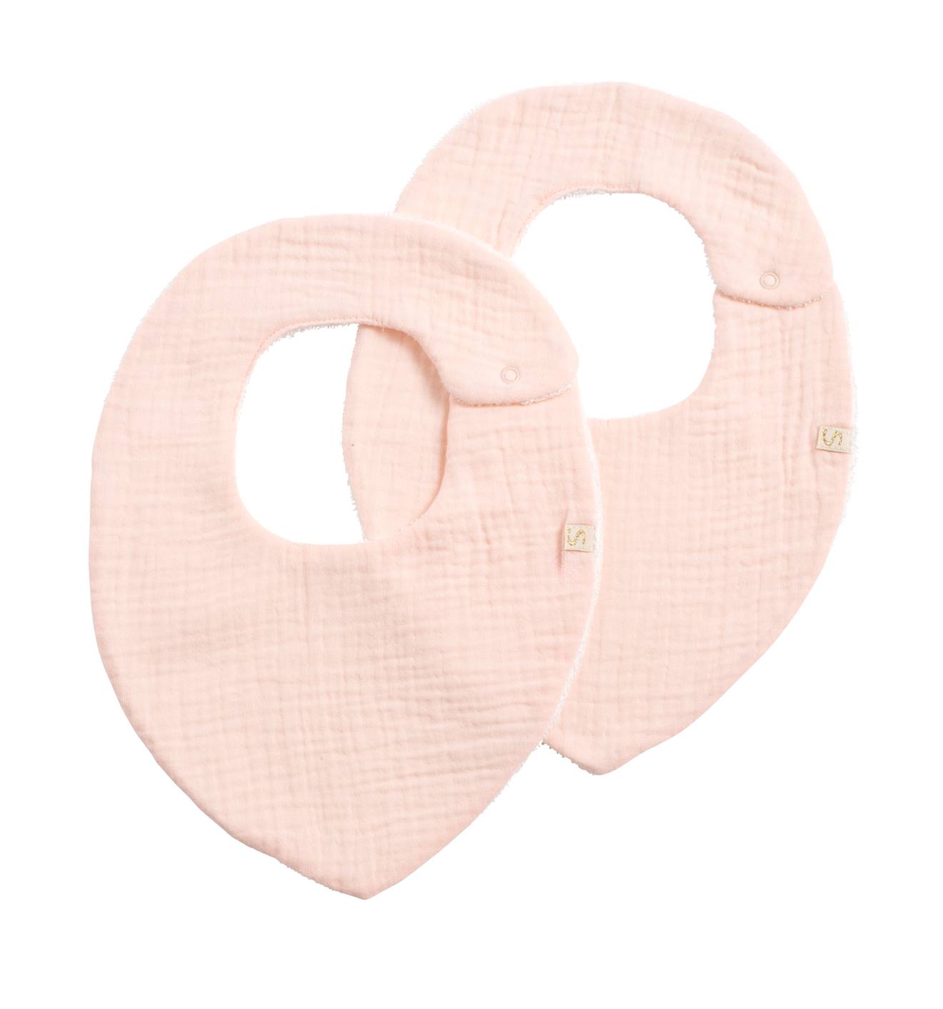 Lot De 2 Bavoirs En Gaze De Coton Rose