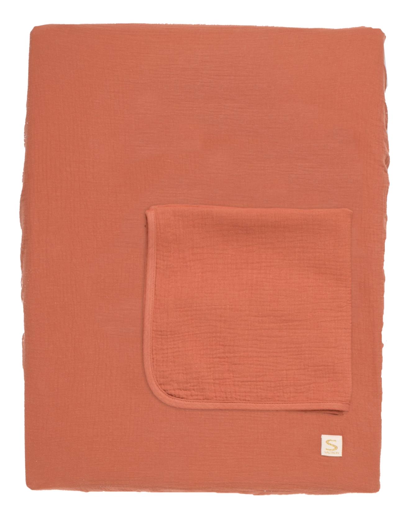 Matelas À Langer Avec Sa Housse En Double Gaze De Coton Et Sa Serviette - Uni Sauge Rouge
