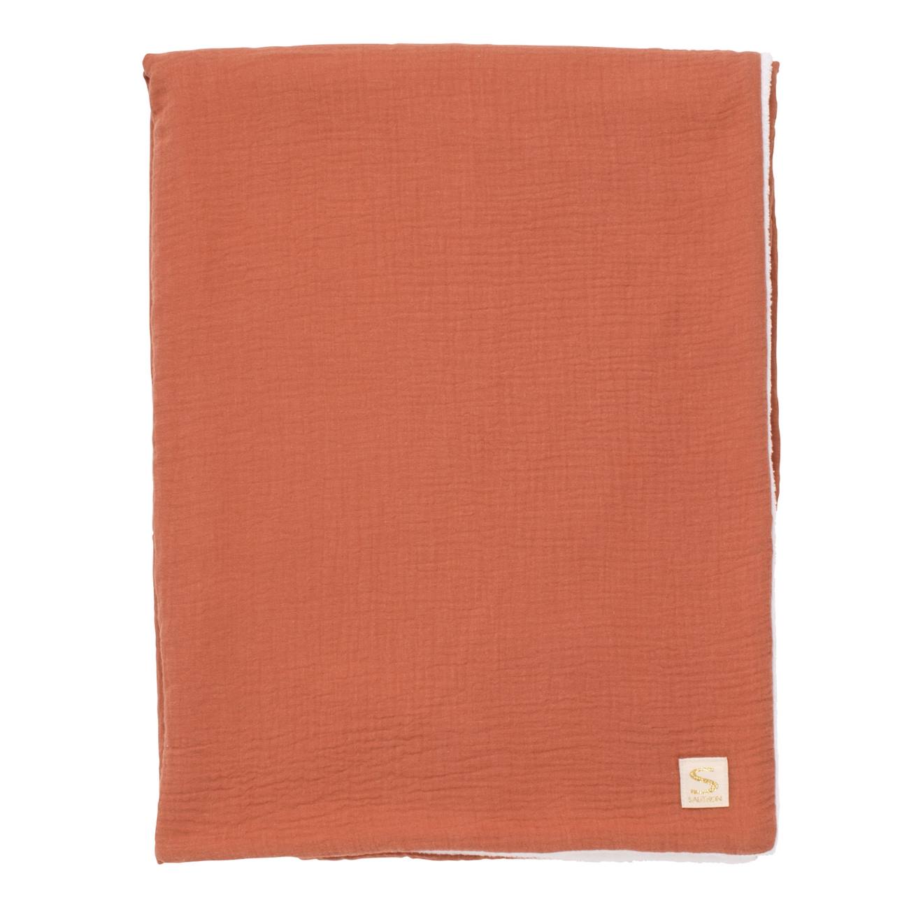 Couverture Bébé En Gaze De Coton Et Polaire - Uni Terracotta Rouge